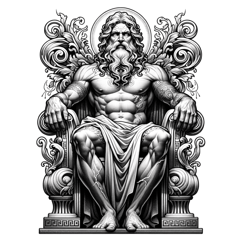 Zeus with thunder and stormy clouds