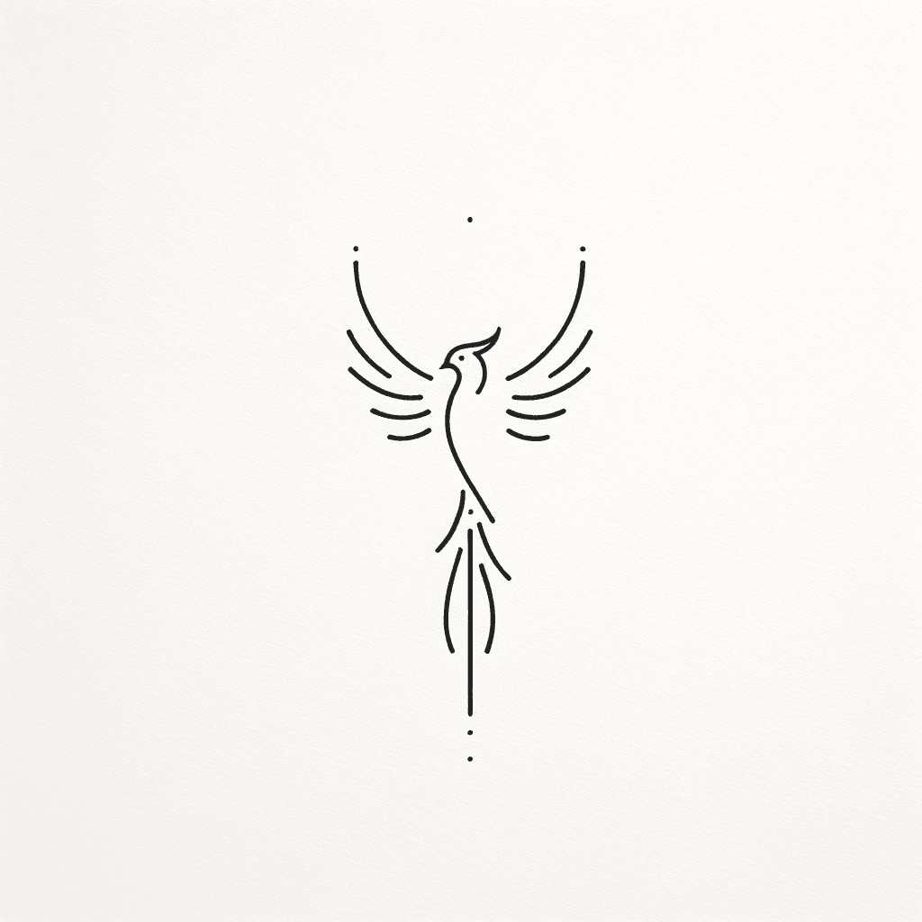 Geometric Phoenix with fine lines