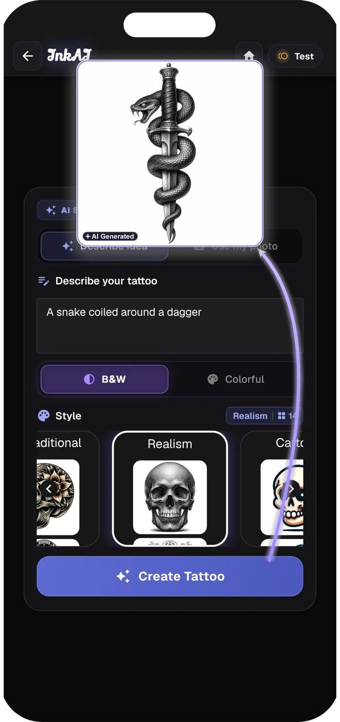 InkAI Studio tattoo generator
